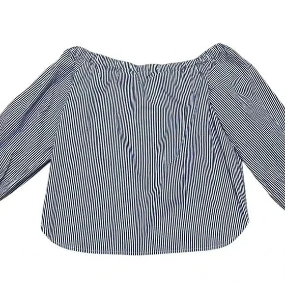 J.Crew Women's Off-the-Shoulder Striped Blouse Blue Size 4 Embellished - Picture 4 of 4